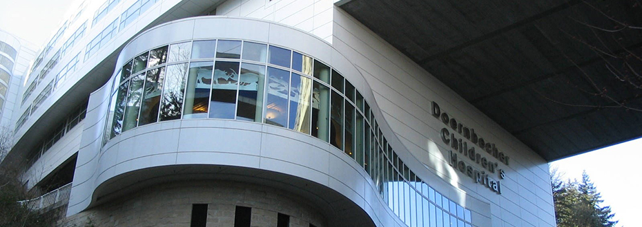 View of the exterior of Doernbecher Children's Hospital