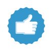 Avatar of a hand making a thumbs up sign on a blue background.
