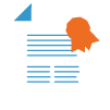 Icon of a white document with an orange award ribbon.