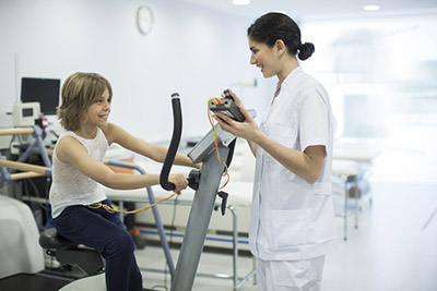 Stock photo of a child participating in an exercise stress test