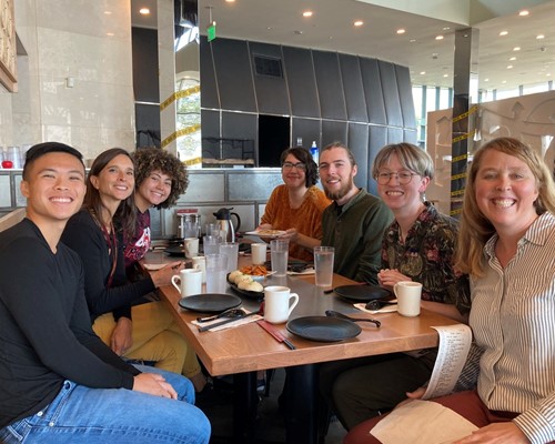 Moran lab having lunch at Dough Zone.