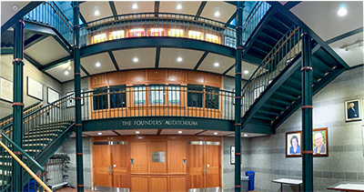 A wide shot of the Founders' Auditorium on the Portland campus.