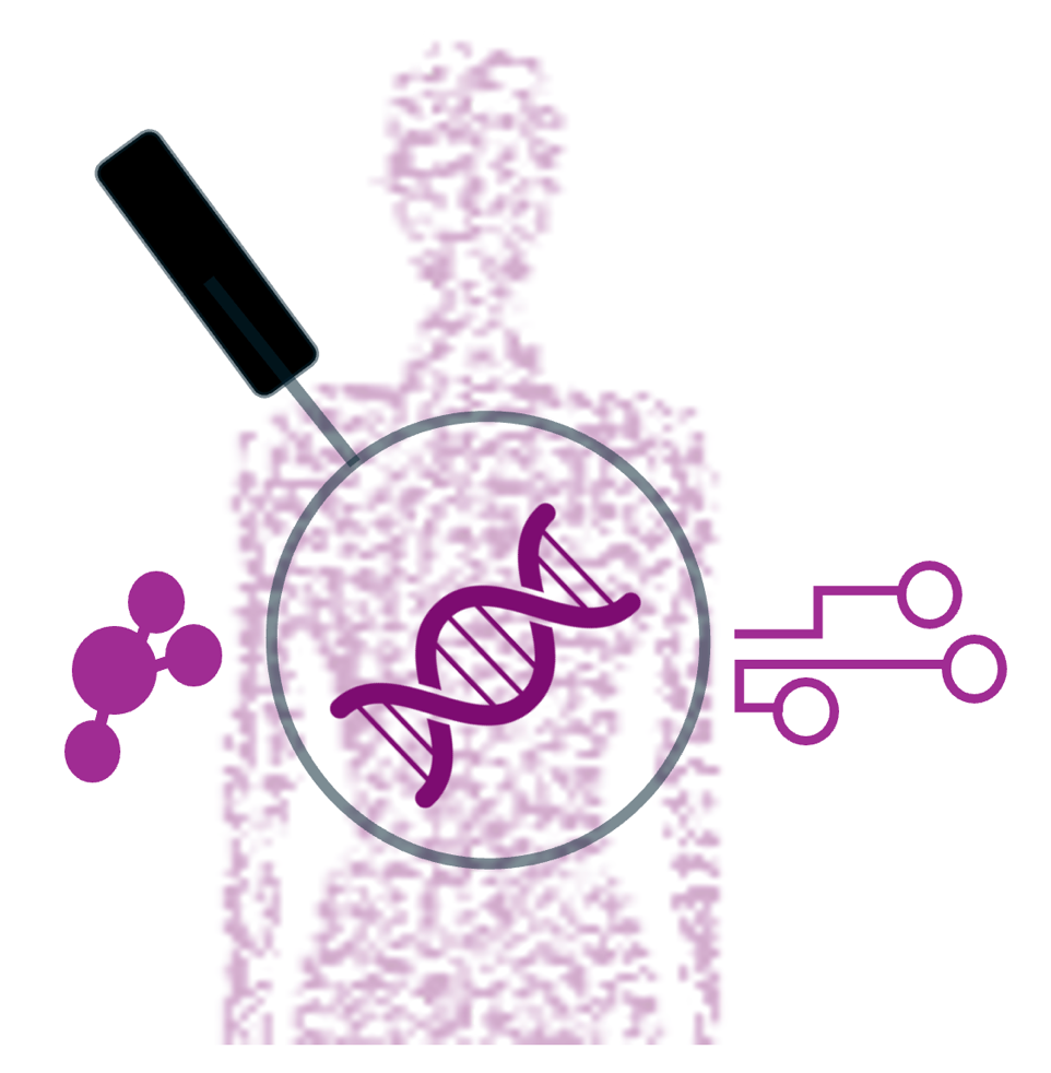 image of human figure with design of the microbiome