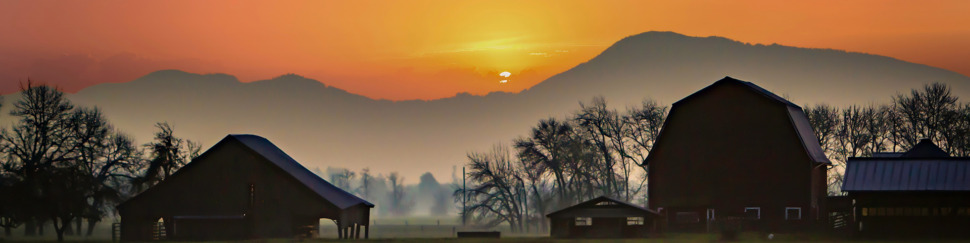 sunset over rural oregon