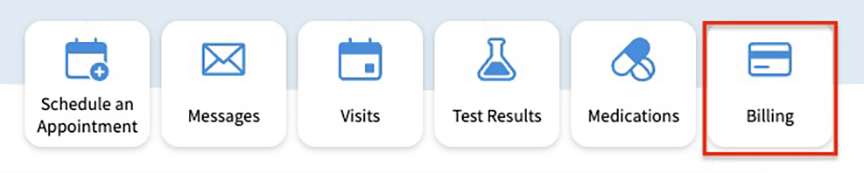 A menu bar with the Billing icon highlighted.