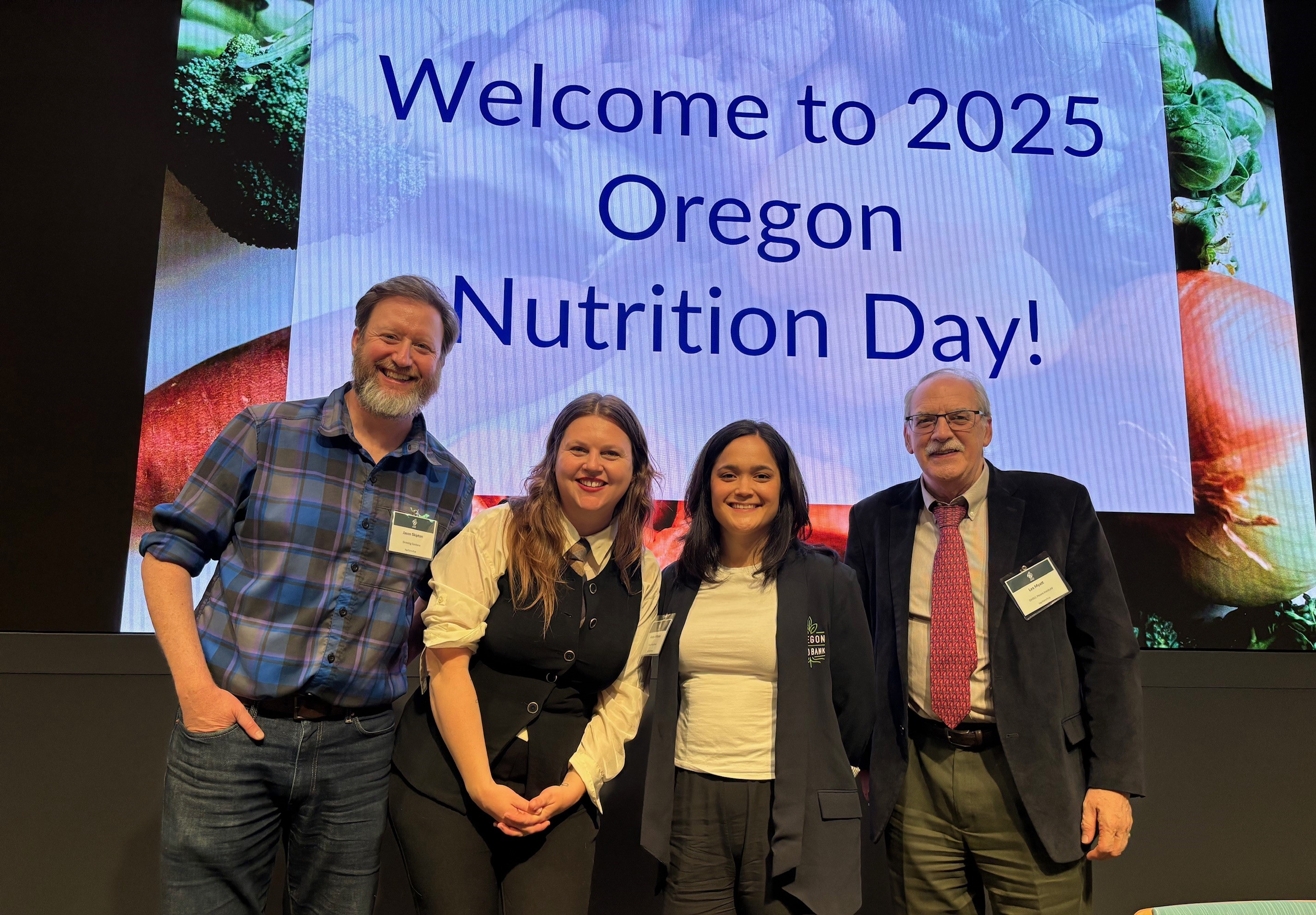 The morning panel of speakers at the 2025 Oregon Nutrition Day conference. 