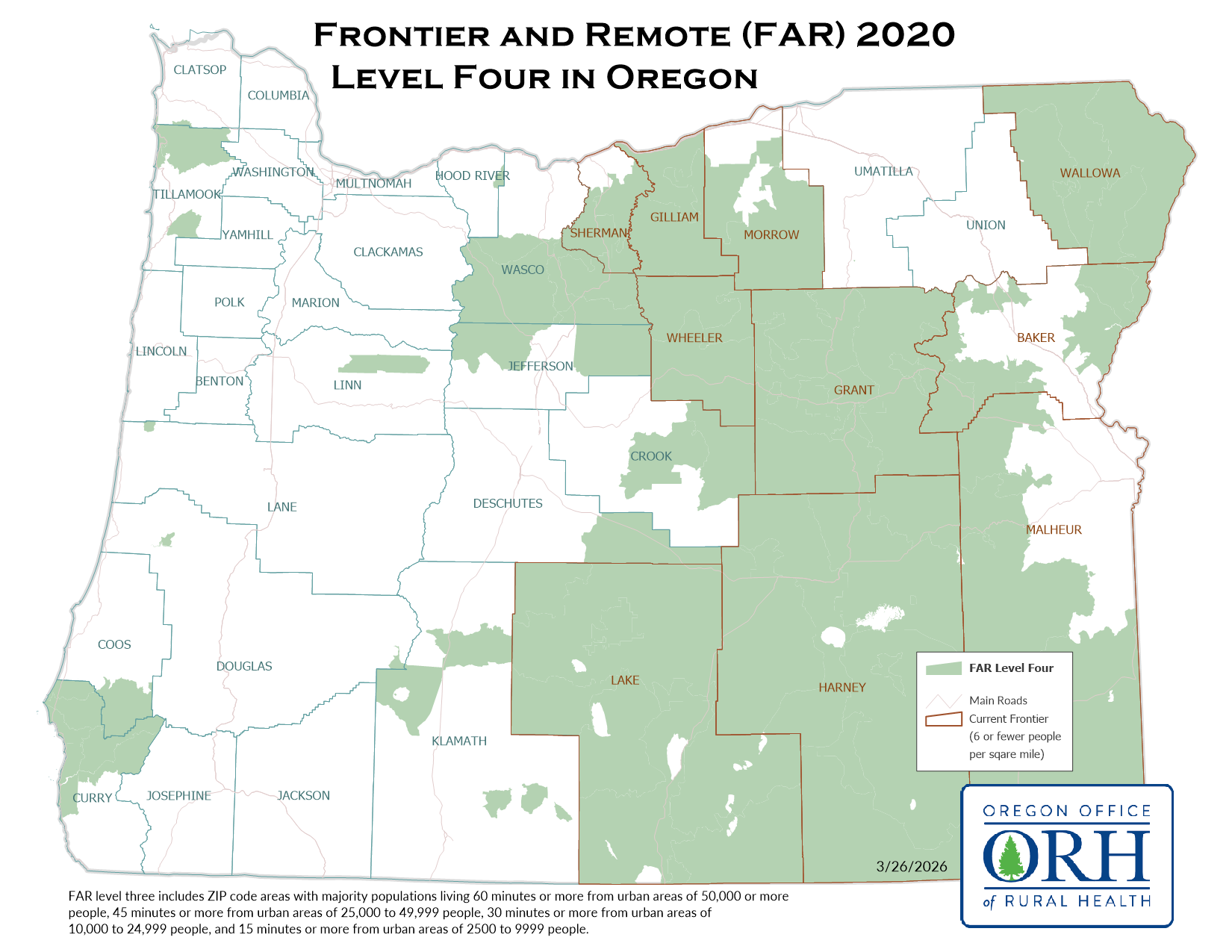 Frontier and Remote (FAR) Level Four in Oregon
