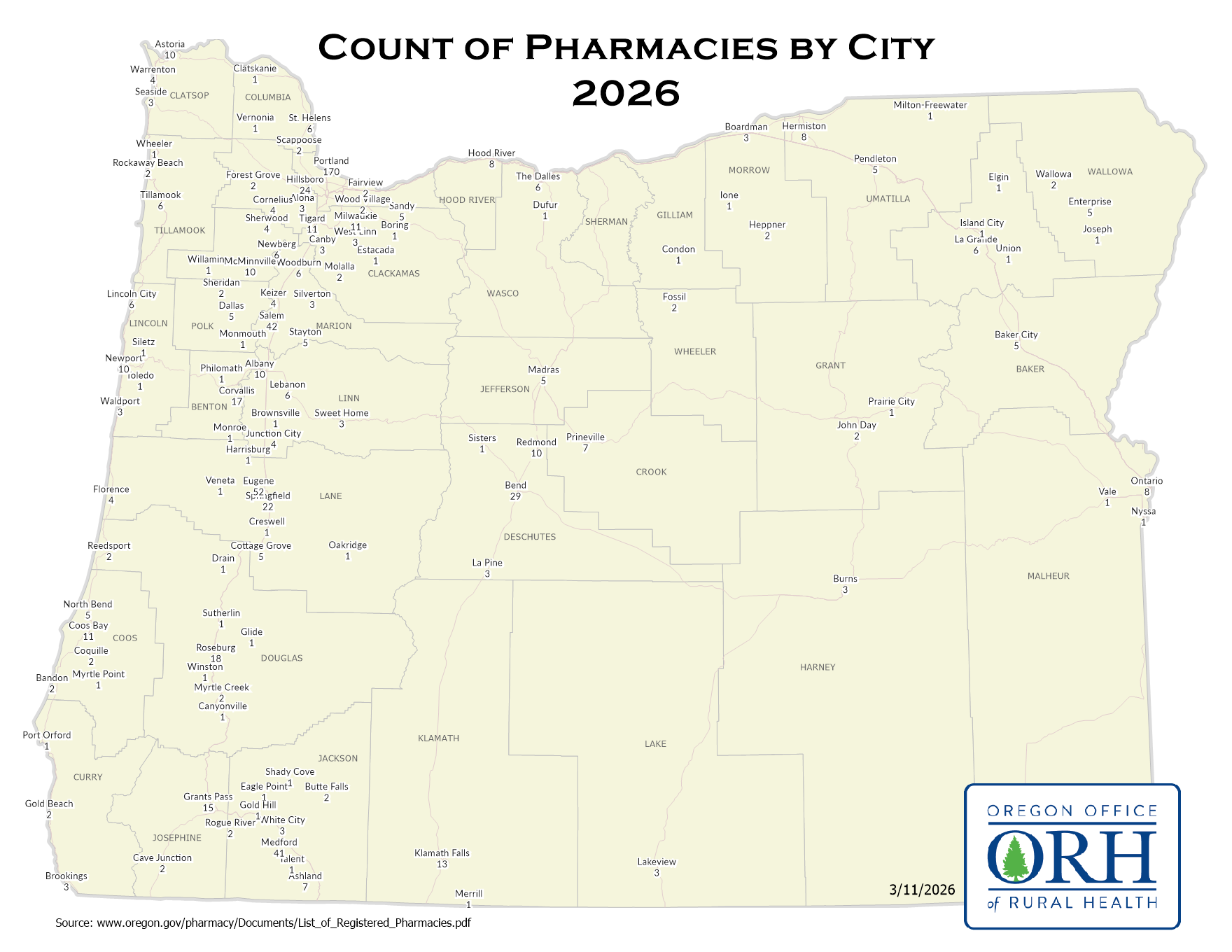 Pharmacies by City Map