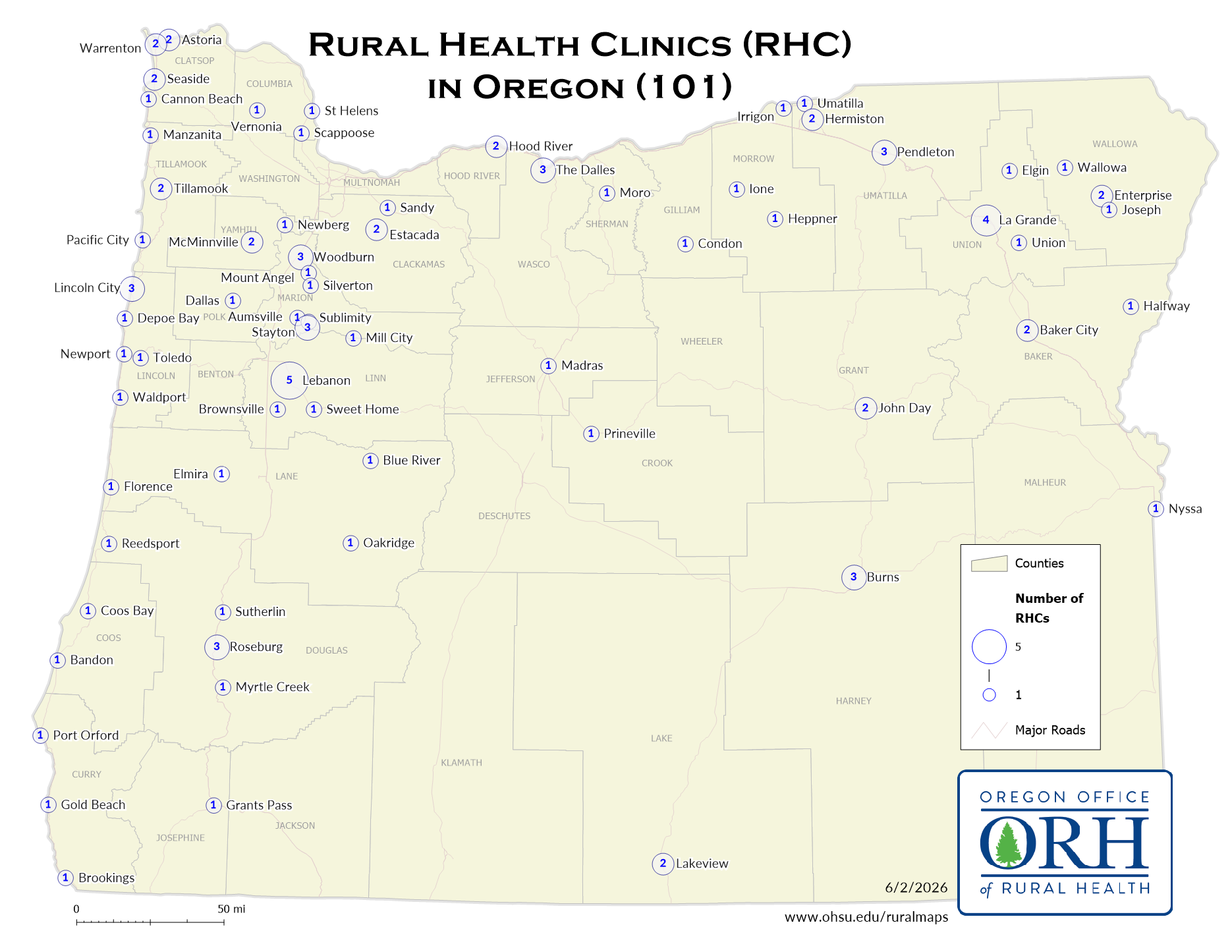 RHC Map in Oregon